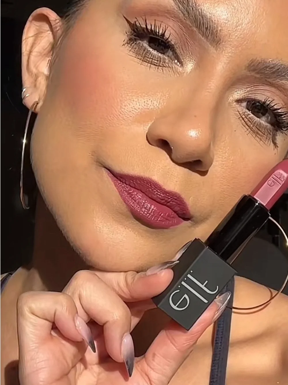 e.l.f. O Face Satin Lipstick 0.13 oz Luxury Long Lasting Lip Color “Shameless